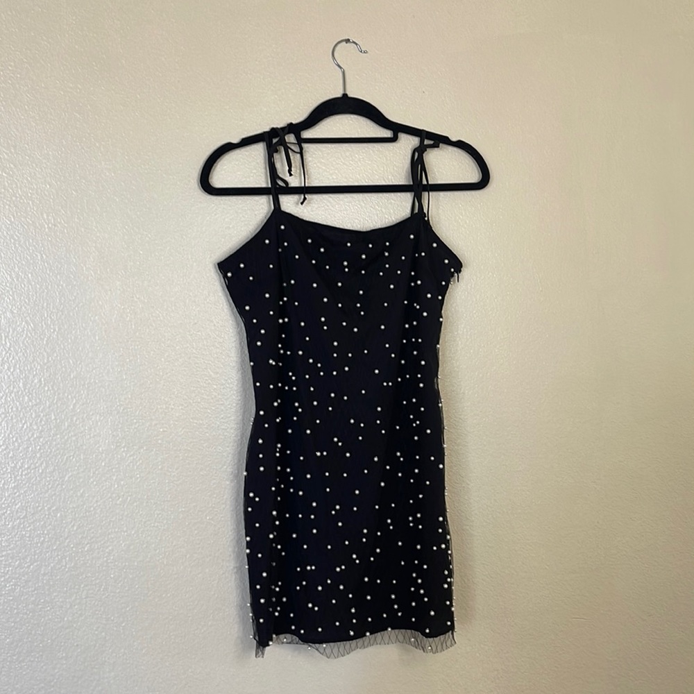 Black lace with pearls slip dress size M